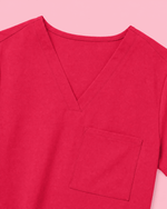 Women's Slim One-Pocket V-neck Top Sangria - Scrubloop