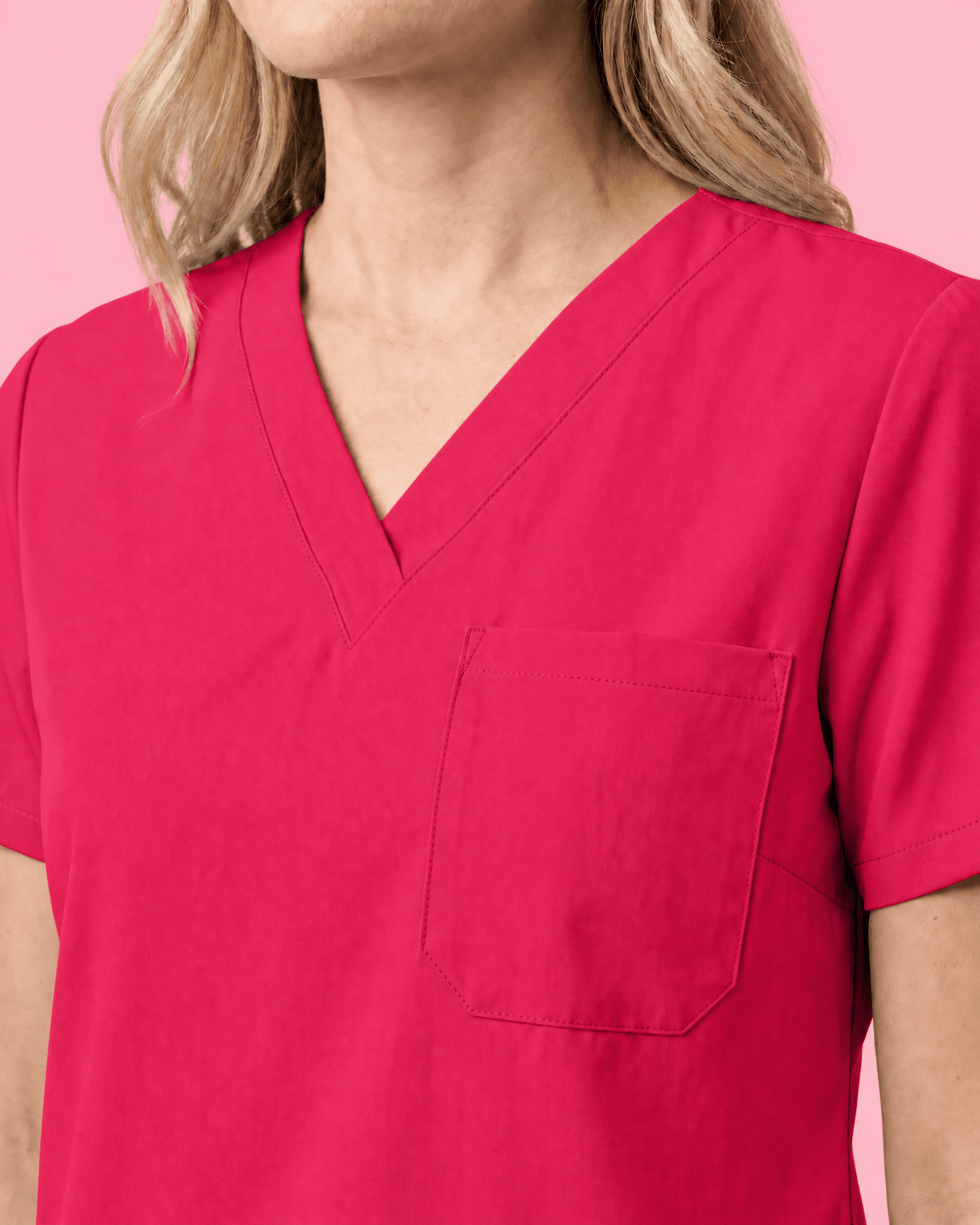 Women's Slim One-Pocket V-neck Top Sangria - Scrubloop