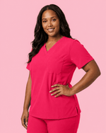 Women's Slim One-Pocket V-neck Top Sangria - Scrubloop