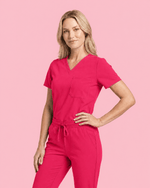Women's Slim One-Pocket V-neck Top Sangria - Scrubloop