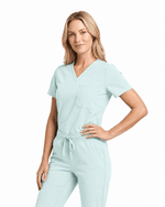 Women's Slim One-Pocket V-neck Top Sky Blue - Scrubloop