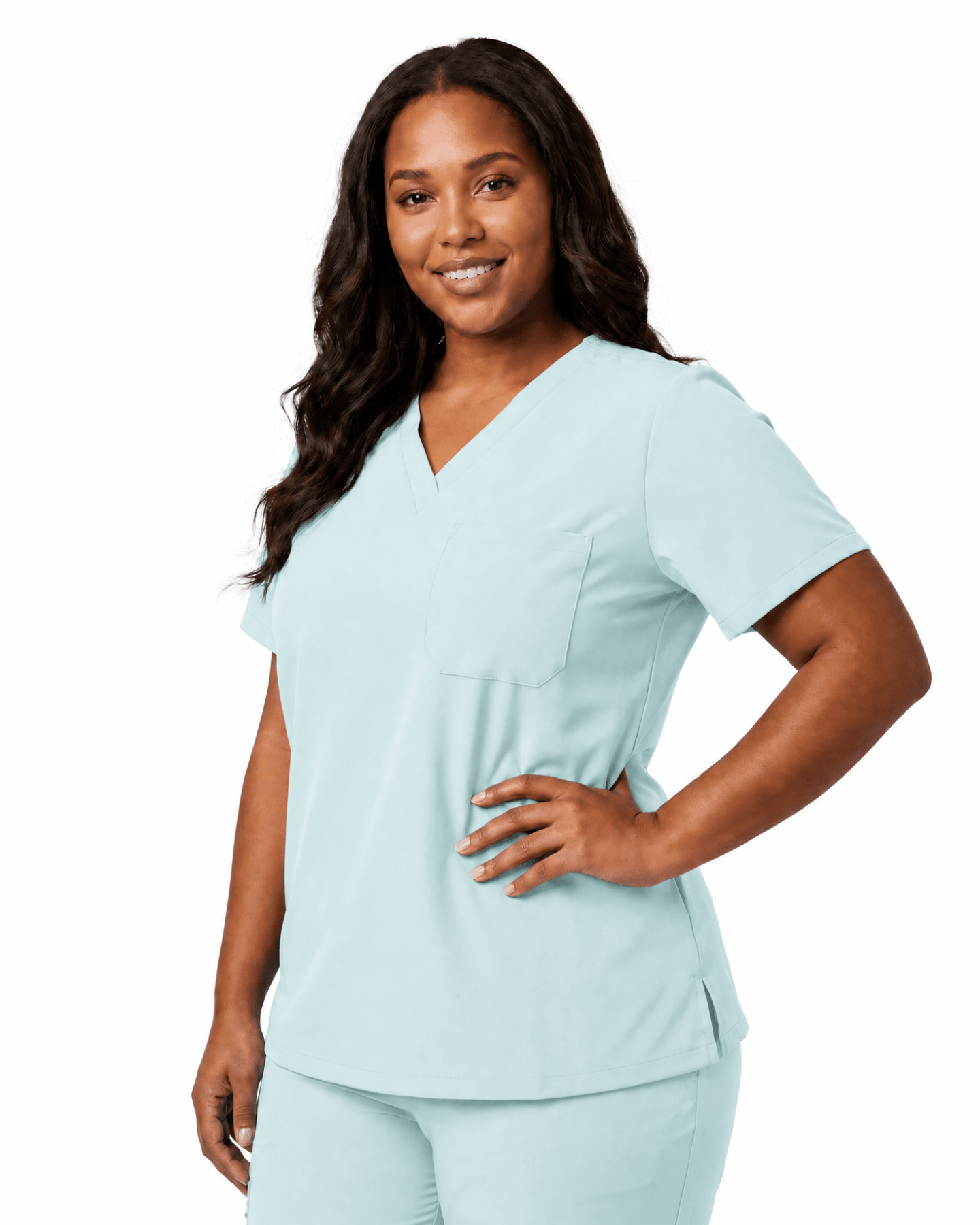 Women's Slim One-Pocket V-neck Top Sky Blue - Scrubloop