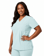 Women's Slim One-Pocket V-neck Top Sky Blue - Scrubloop