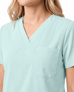 Women's Slim One-Pocket V-neck Top Sky Blue - Scrubloop