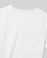 Women's Slim One-Pocket V-neck Top White - Scrubloop