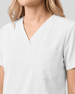 Women's Slim One-Pocket V-neck Top White - Scrubloop
