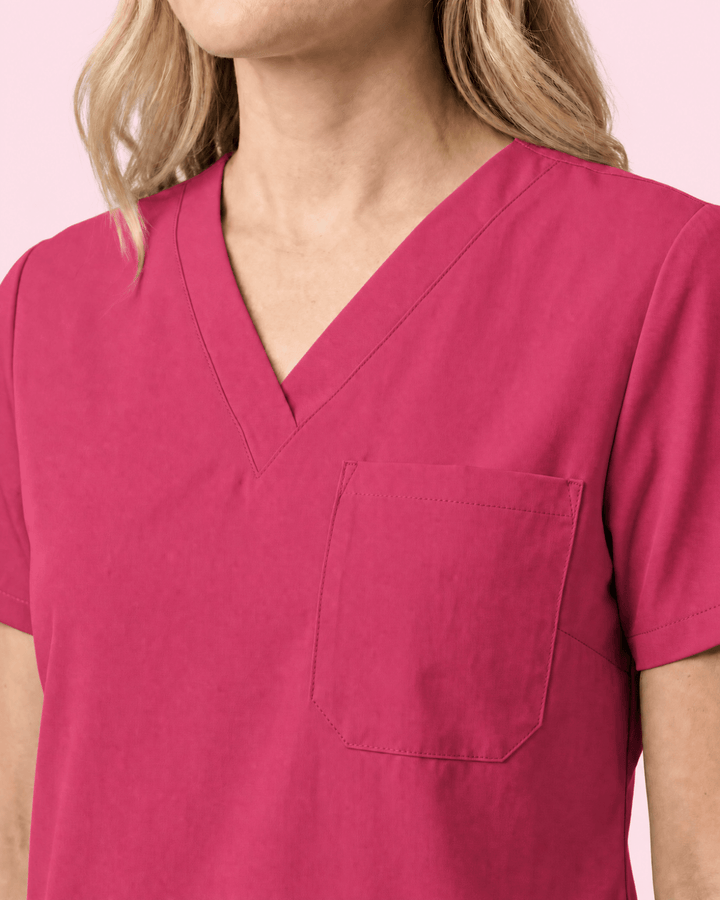 Women's Slim One-Pocket V-neck Top Wild Berry