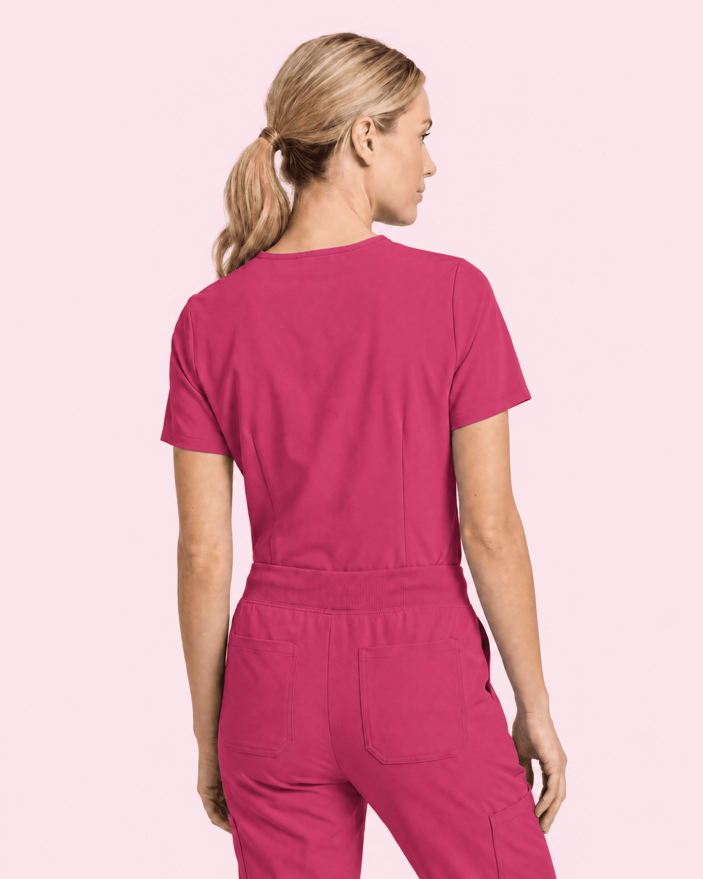Women's Slim One-Pocket V-neck Top Wild Berry - Scrubloop