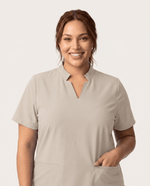 Women's Stand Collar Notch Neck Top Birch - Scrubloop