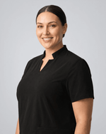 Women's Stand Collar Notch Neck Top Black - Scrubloop