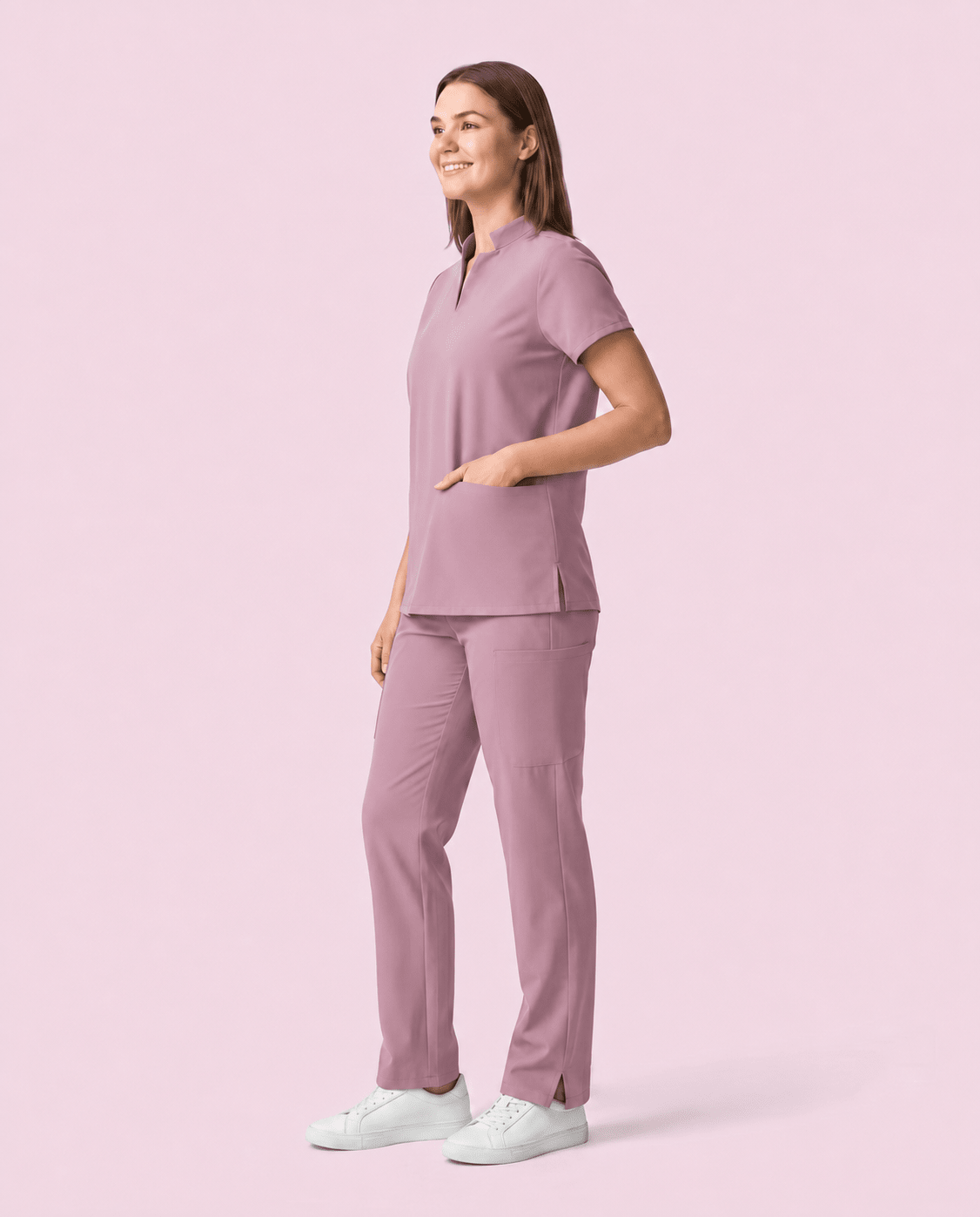 Women's Stand Collar Notch Neck Top Blossom - Scrubloop