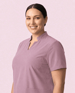 Women's Stand Collar Notch Neck Top Blossom - Scrubloop