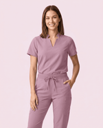 Women's Stand Collar Notch Neck Top Blossom - Scrubloop