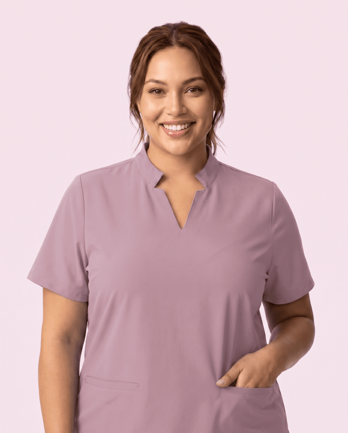 Women's Stand Collar Notch Neck Top Blossom - Scrubloop