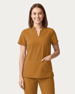 Women's Stand Collar Notch Neck Top Cider - Scrubloop