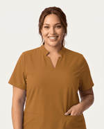 Women's Stand Collar Notch Neck Top Cider - Scrubloop