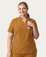 Women's Stand Collar Notch Neck Top Cider - Scrubloop