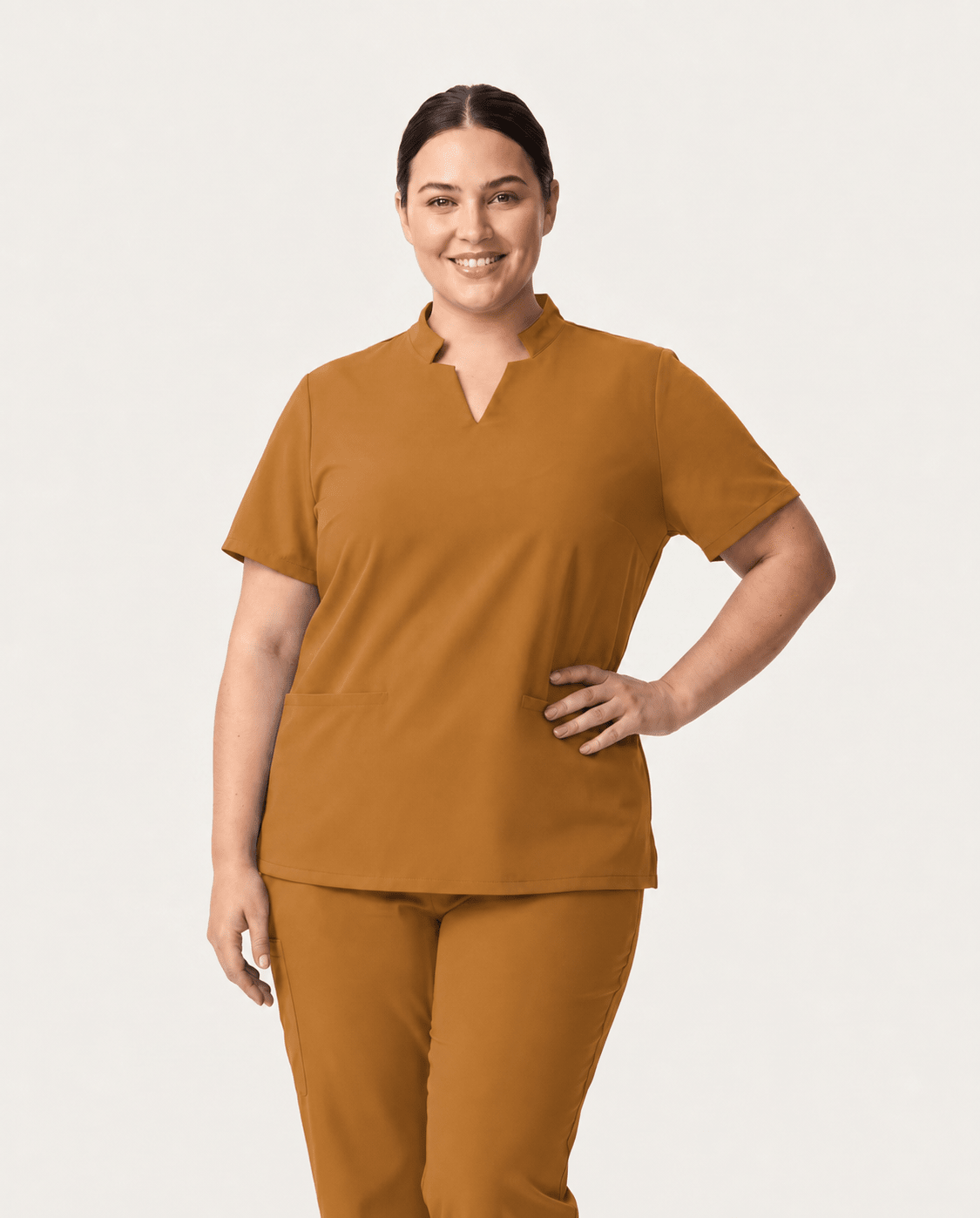 Women's Stand Collar Notch Neck Top Cider - Scrubloop