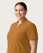 Women's Stand Collar Notch Neck Top Cider - Scrubloop