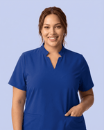 Women's Stand Collar Notch Neck Top Galaxy Blue - Scrubloop
