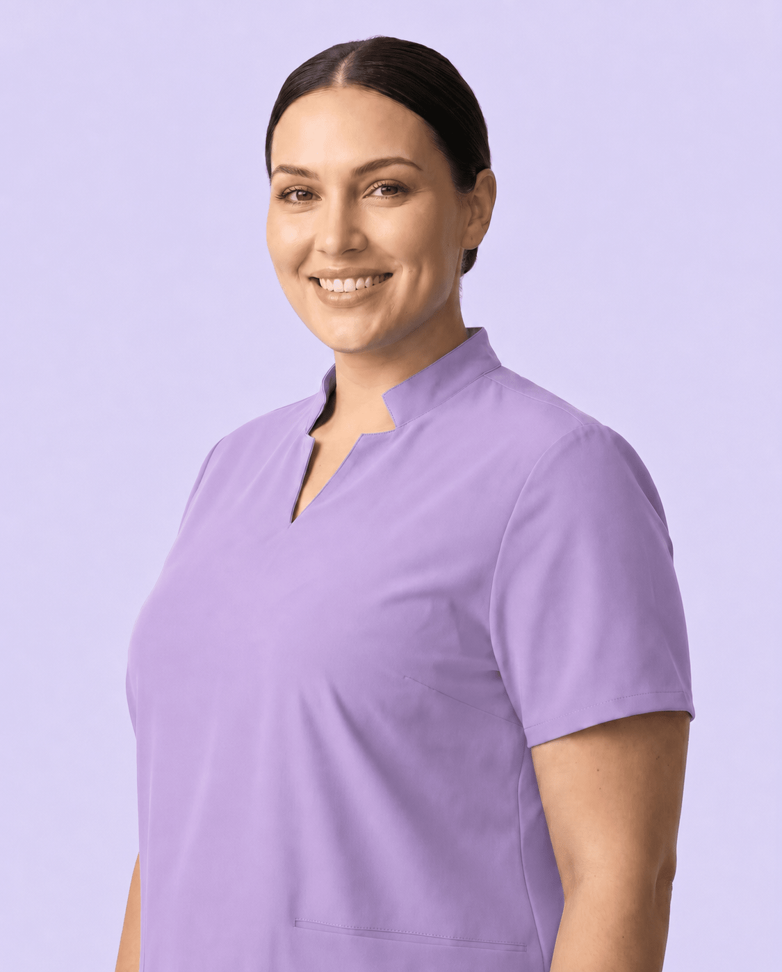 Women's Stand Collar Notch Neck Top Lavender - Scrubloop