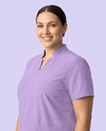 Women's Stand Collar Notch Neck Top Lavender - Scrubloop