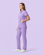 Women's Stand Collar Notch Neck Top Lavender - Scrubloop