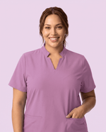 Women's Stand Collar Notch Neck Top Lilac - Scrubloop