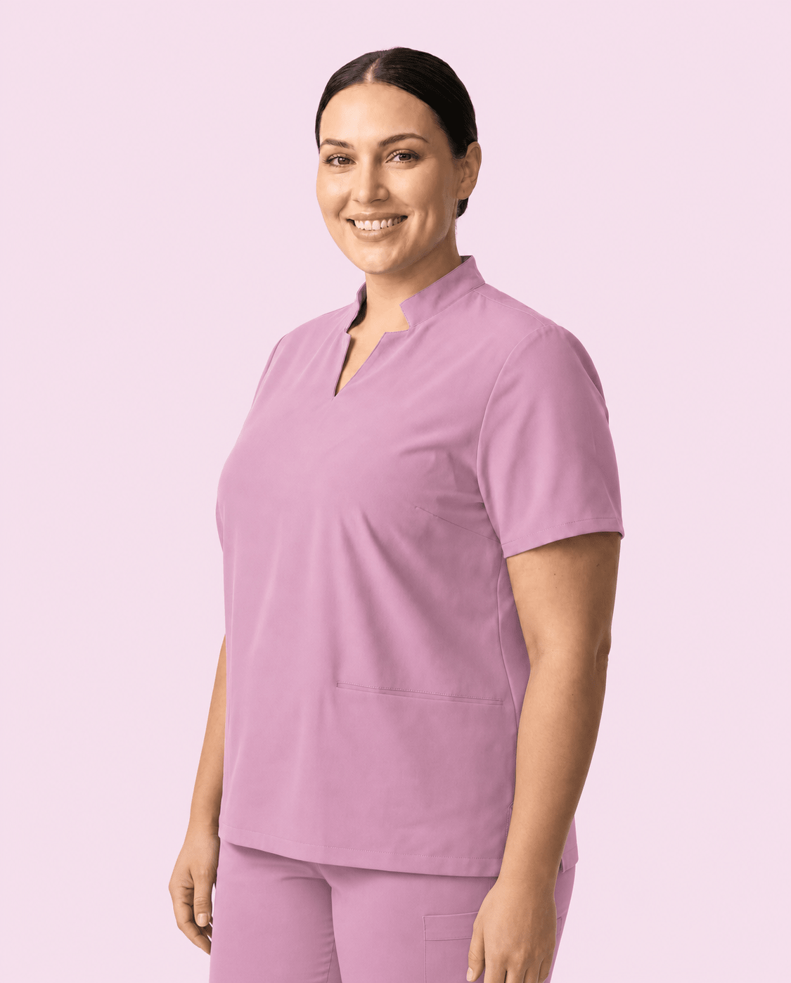 Women's Stand Collar Notch Neck Top Lilac - Scrubloop