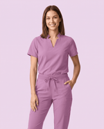 Women's Stand Collar Notch Neck Top Lilac - Scrubloop