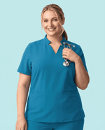 Women's Stand Collar Notch Neck Top Marina - Scrubloop