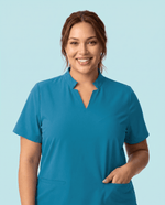 Women's Stand Collar Notch Neck Top Marina - Scrubloop