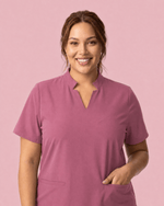 Women's Stand Collar Notch Neck Top Mauve - Scrubloop
