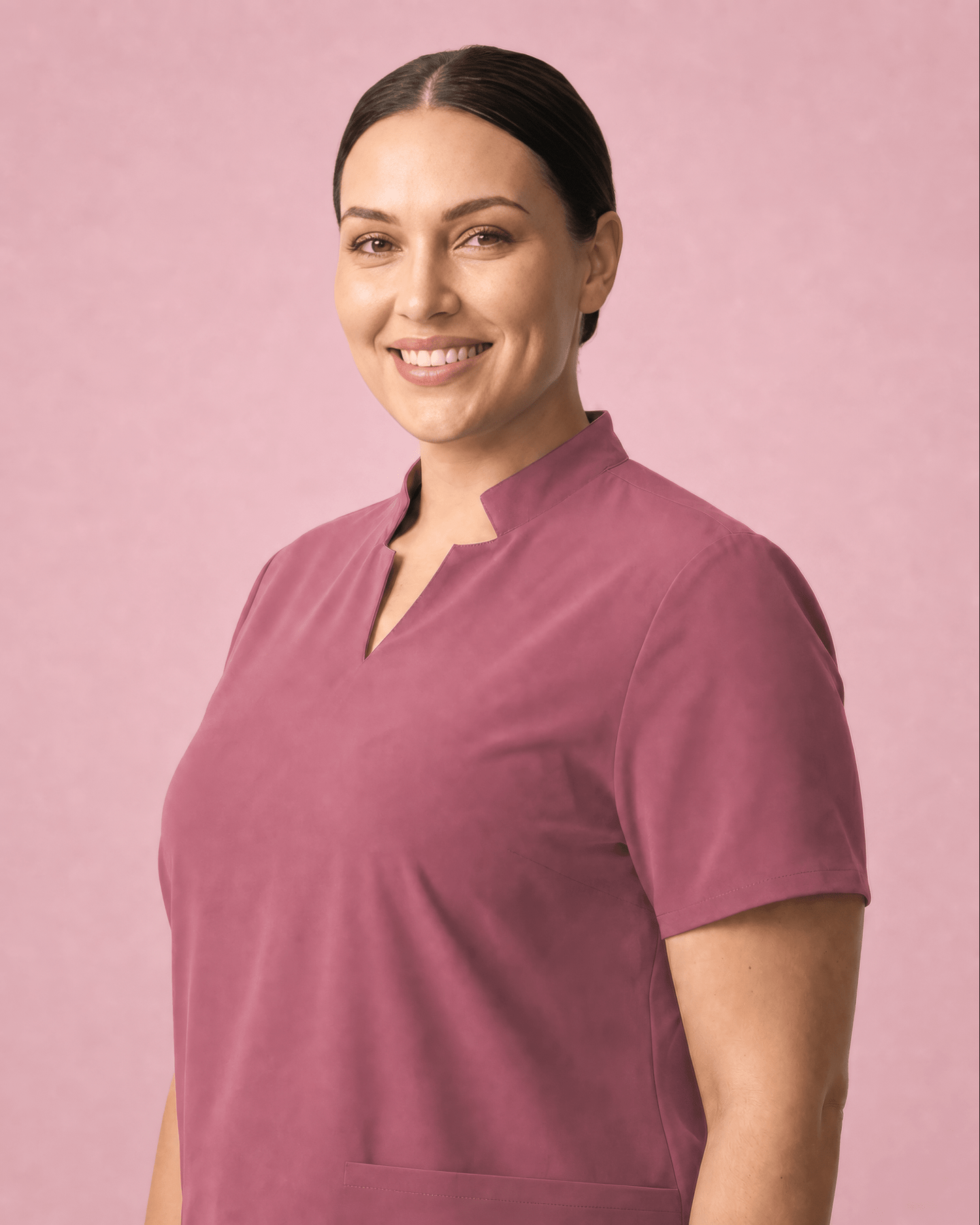 Women's Stand Collar Notch Neck Top Mauve - Scrubloop