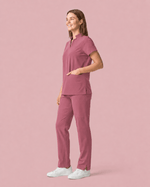 Women's Stand Collar Notch Neck Top Mauve - Scrubloop
