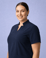 Women's Stand Collar Notch Neck Top Navy - Scrubloop