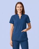 Women's Stand Collar Notch Neck Top Ocean - Scrubloop