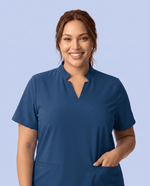 Women's Stand Collar Notch Neck Top Ocean - Scrubloop