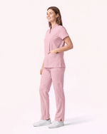 Women's Stand Collar Notch Neck Top Rose Quartz - Scrubloop