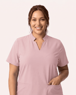 Women's Stand Collar Notch Neck Top Rose Quartz - Scrubloop