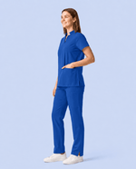 Women's Stand Collar Notch Neck Top Royal Blue - Scrubloop