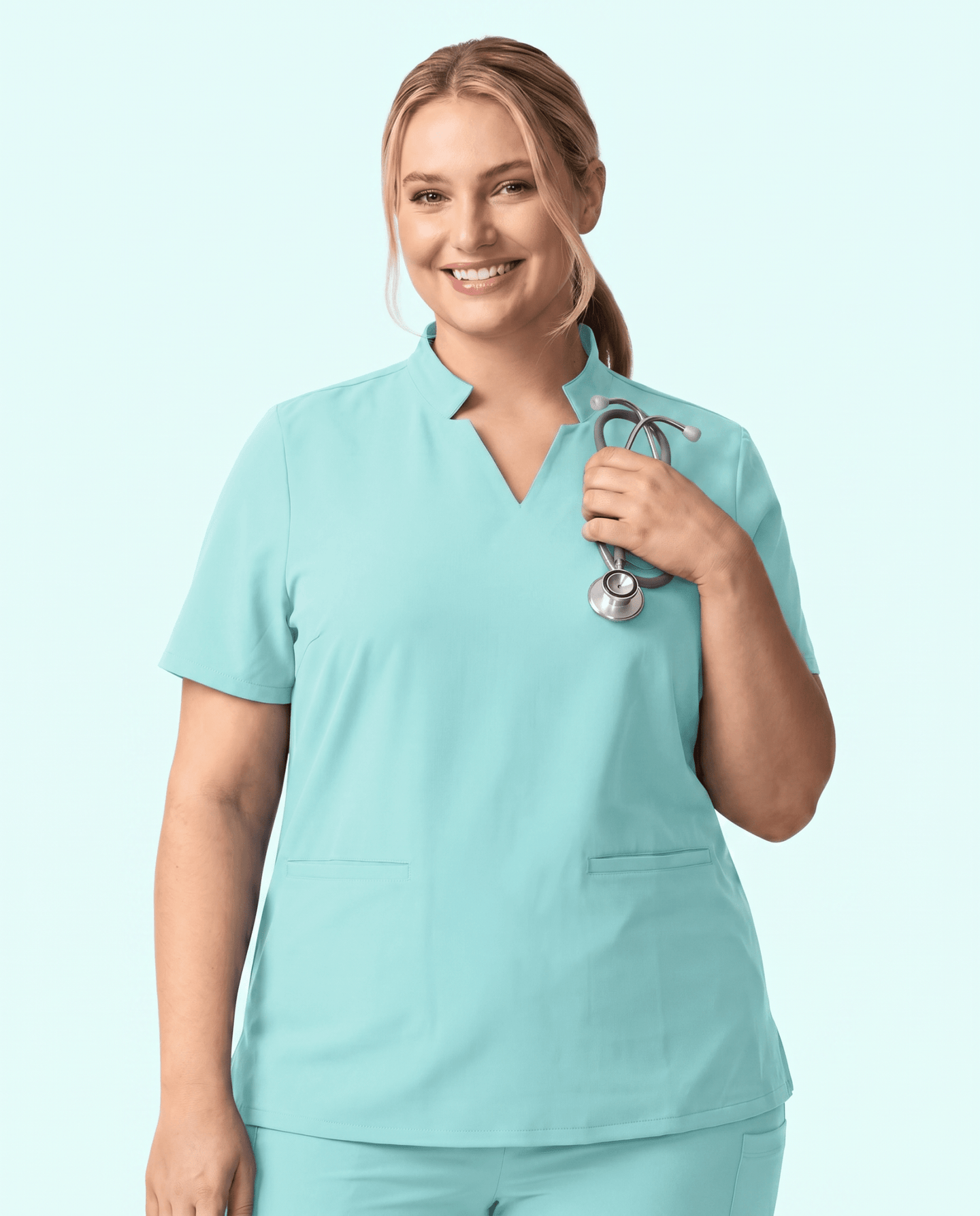 Women's Stand Collar Notch Neck Top Surf - Scrubloop