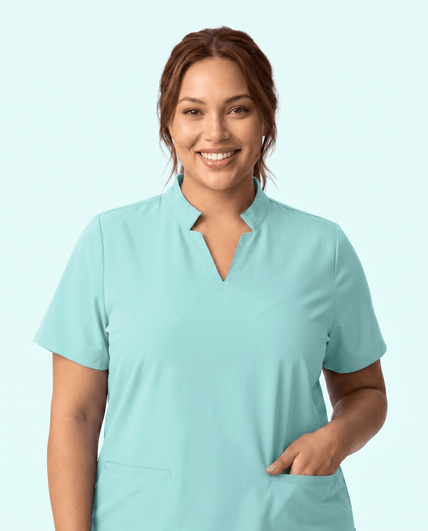 Women's Stand Collar Notch Neck Top Surf - Scrubloop