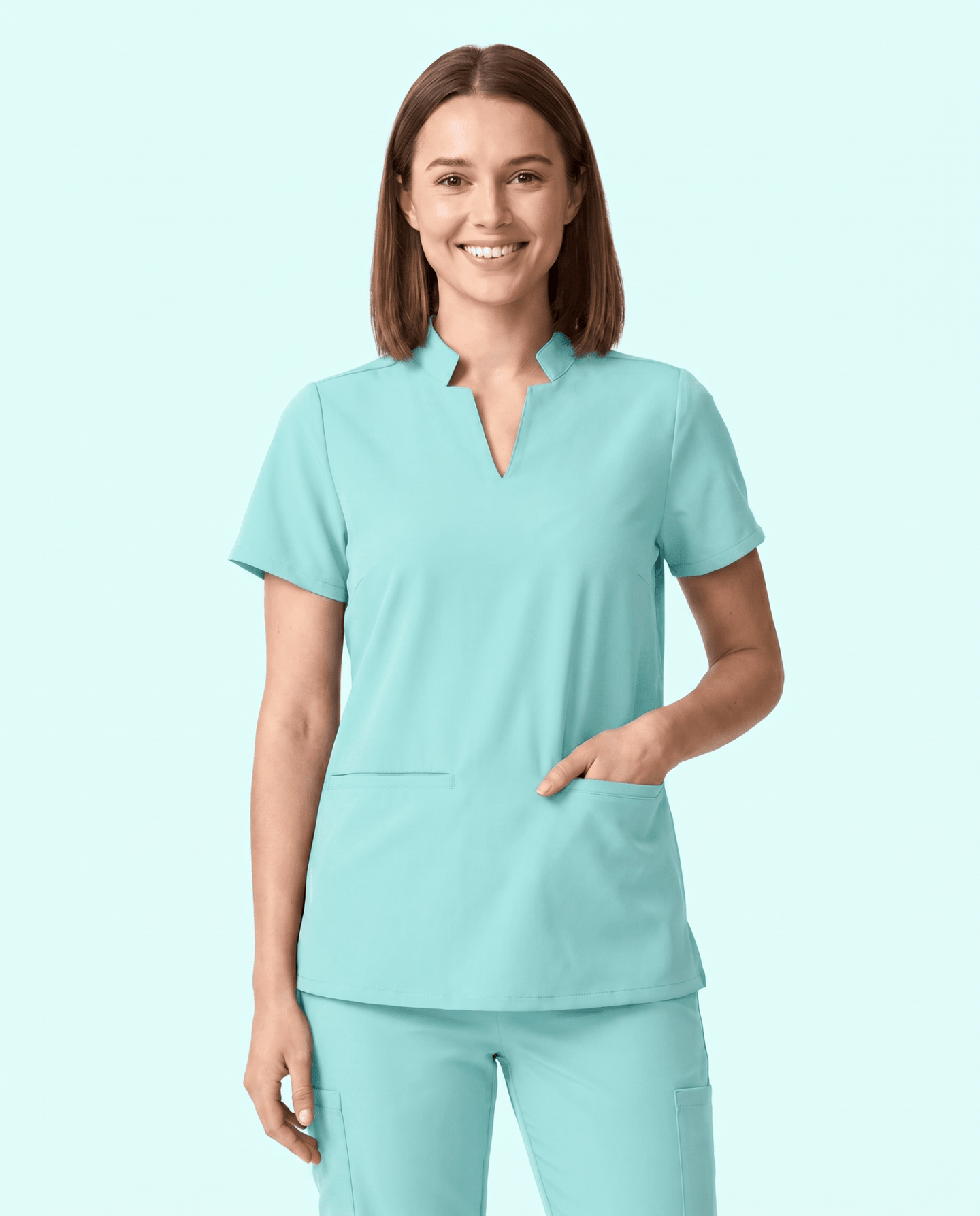 Women's Stand Collar Notch Neck Top Surf - Scrubloop