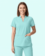 Women's Stand Collar Notch Neck Top Surf - Scrubloop