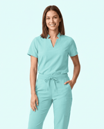 Women's Stand Collar Notch Neck Top Surf - Scrubloop
