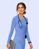 Women's Supersoft Long-Sleeve Underscrub Ceil Blue - Scrubloop