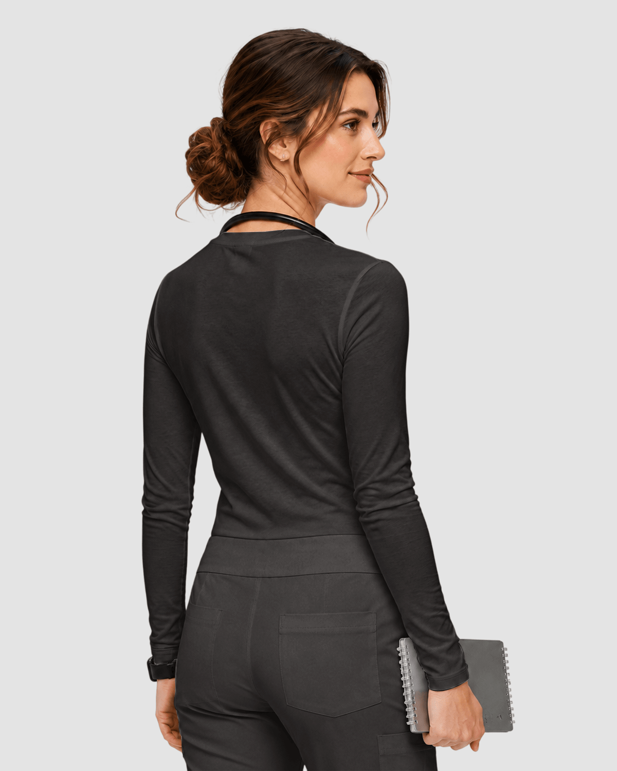 Women's Supersoft Long-Sleeve Underscrub Charcoal - Scrubloop