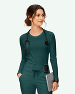 Women's Supersoft Long-Sleeve Underscrub Midnight Green - Scrubloop