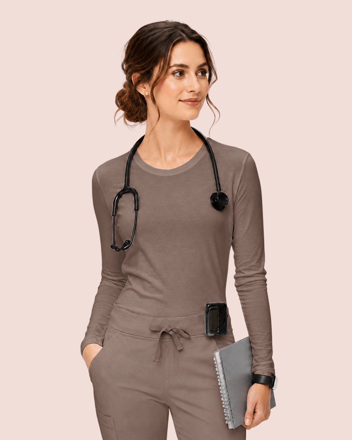 Women's Supersoft Long-Sleeve Underscrub Mocha - Scrubloop